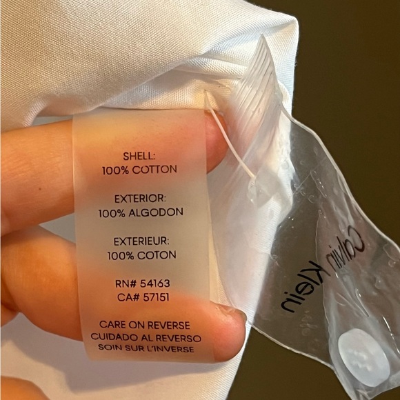 NWT Calvin Klein Sz Lrg Women’s Logo Trim Long Sleeve Cotton Button-down Top $89 - Picture 9 of 12